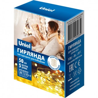 Гирлянда UNIEL ULD-S0500-050/SCB/2AA WHITE IP20 DEW Гирлянда UNIEL ULD-S0500-050/SCB/2AA WHITE IP20 DEW