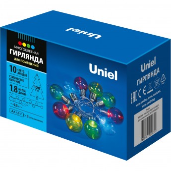 Гирлянда UNIEL ULD-S1800-010/STB/3AA MULTI IP20 BULBS Гирлянда UNIEL ULD-S1800-010/STB/3AA MULTI IP20 BULBS