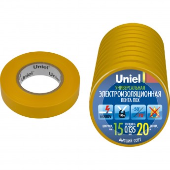 Изоляционная лента UNIEL UIT-135P 20/15/10 YEL