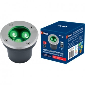 Светильник UNIEL ULU-B10A-3W/GREEN IP67 GREY Светильник UNIEL ULU-B10A-3W/GREEN IP67 GREY
