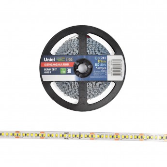 Светодиодная лента UNIEL ULS-2835-180LED/m-10mm-IP20-DC24V-17W/m-5M-4000K катушка в герметичной упаковке Светодиодная лента UNIEL ULS-2835-180LED/m-10mm-IP20-DC24V-17W/m-5M-4000K катушка в герметичной упаковке