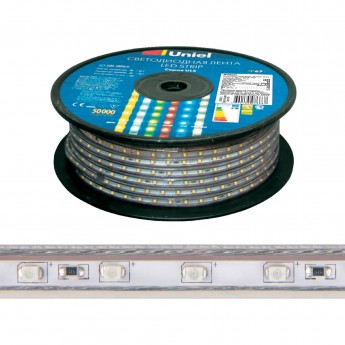 Светодиодная лента UNIEL ULS-2835-60LED/m-10mm-IP67-220V-8W/m-50M-BLUE бобина Светодиодная лента UNIEL ULS-2835-60LED/m-10mm-IP67-220V-8W/m-50M-BLUE бобина